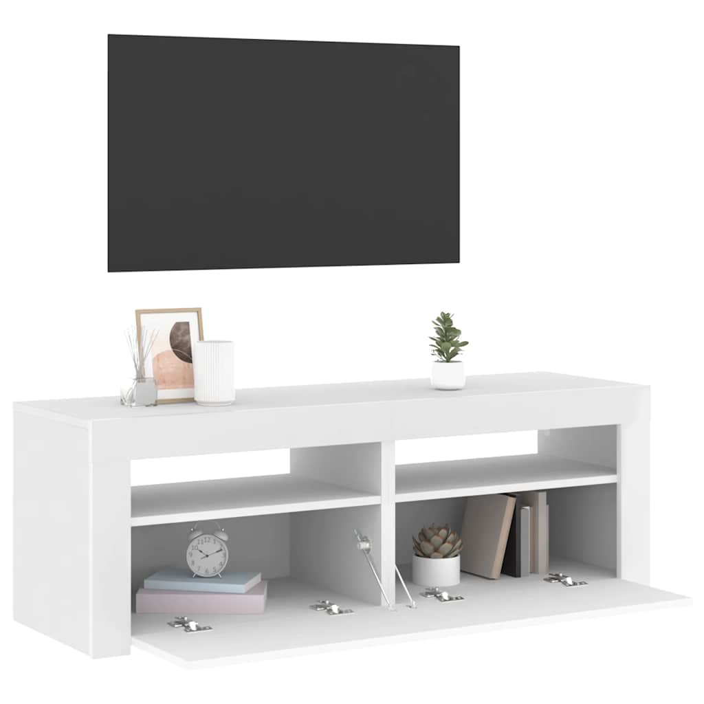 TV ormarić s LED svjetlima bijeli 120 x 35 x 40 cm