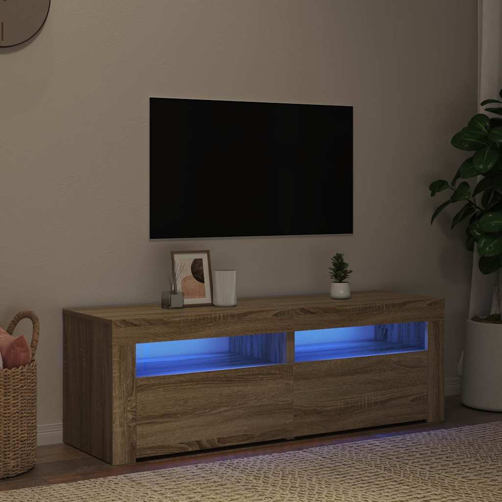 TV ormarić s LED svjetlima boja hrasta sonome 120 x 35 x 40 cm