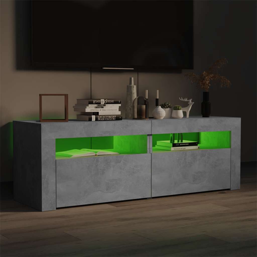 TV ormarić s LED svjetlima siva boja betona 120 x 35 x 40 cm