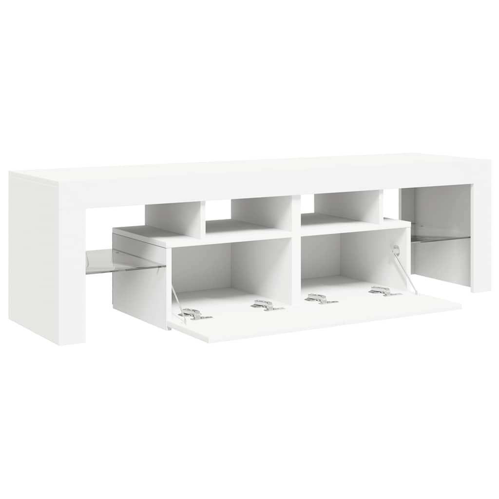 TV ormarić s LED svjetlima bijeli 140 x 36,5 x 40 cm