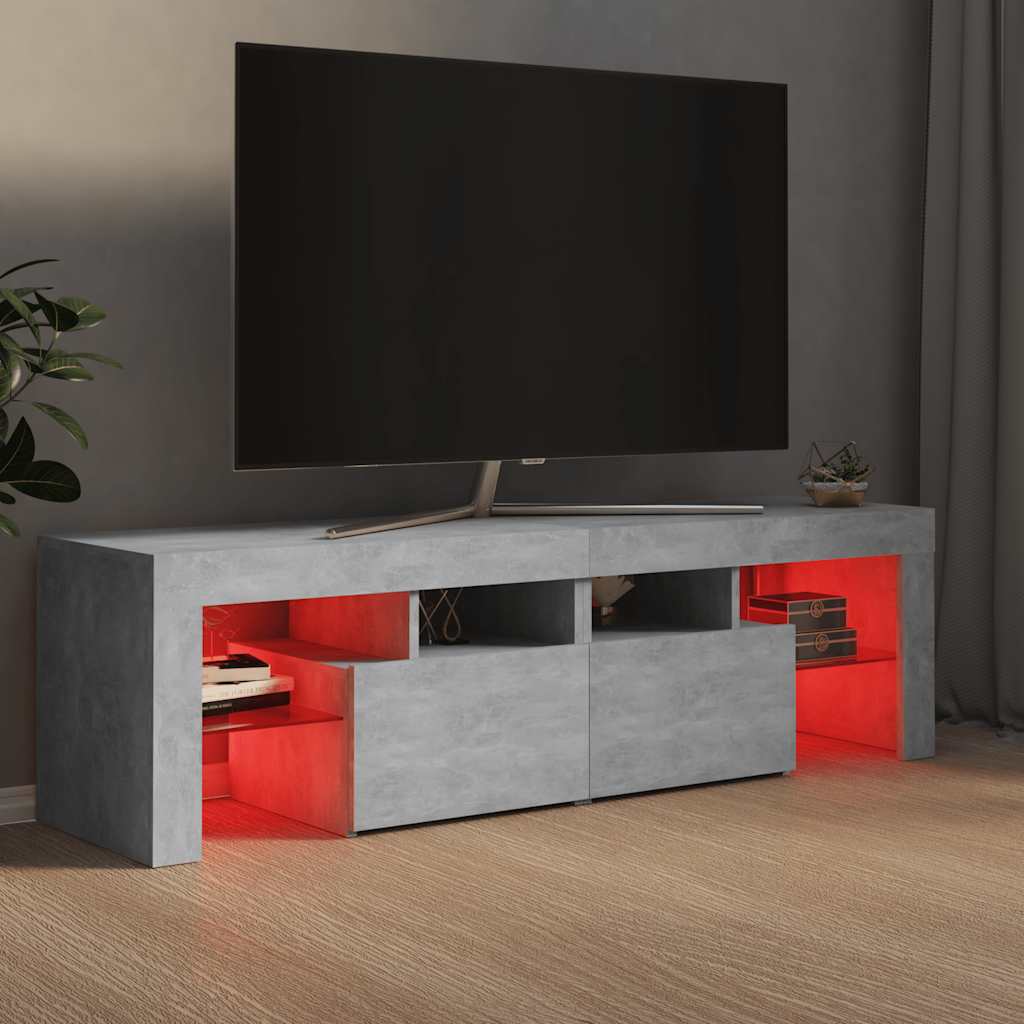 TV ormarić s LED svjetlima siva boja betona 140x36,5x40 cm