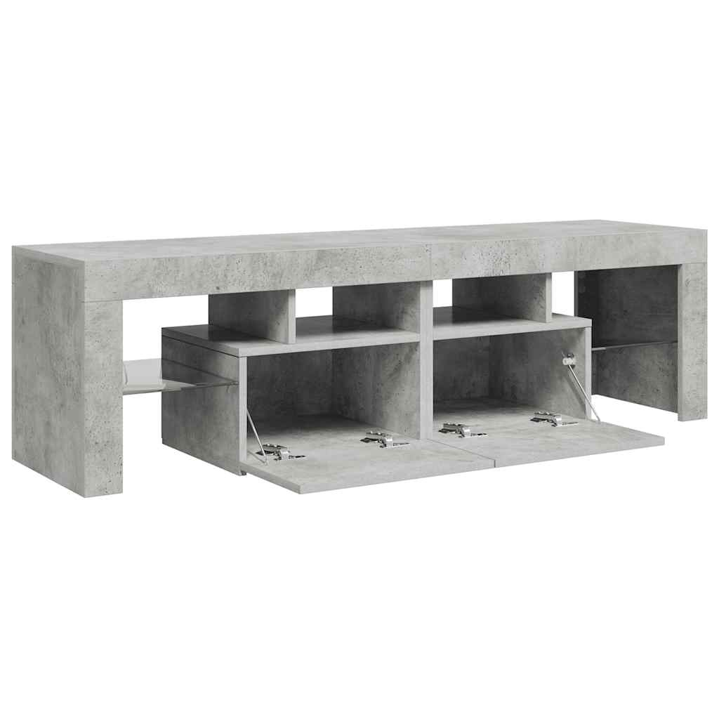 TV ormarić s LED svjetlima siva boja betona 140x36,5x40 cm