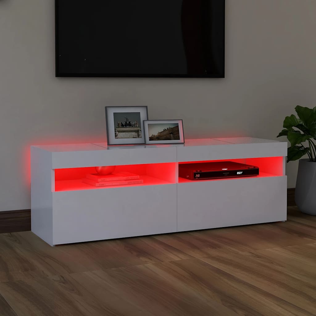TV ormarić s LED svjetlima bijeli 120x35x40 cm