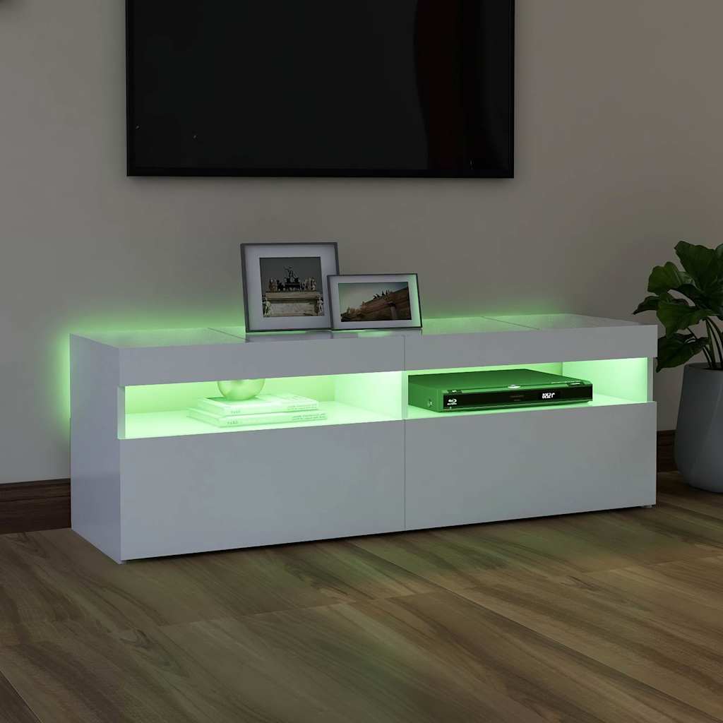 TV ormarić s LED svjetlima bijeli 120x35x40 cm