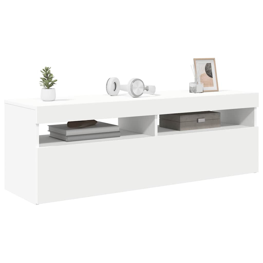 TV ormarić s LED svjetlima bijeli 120x35x40 cm