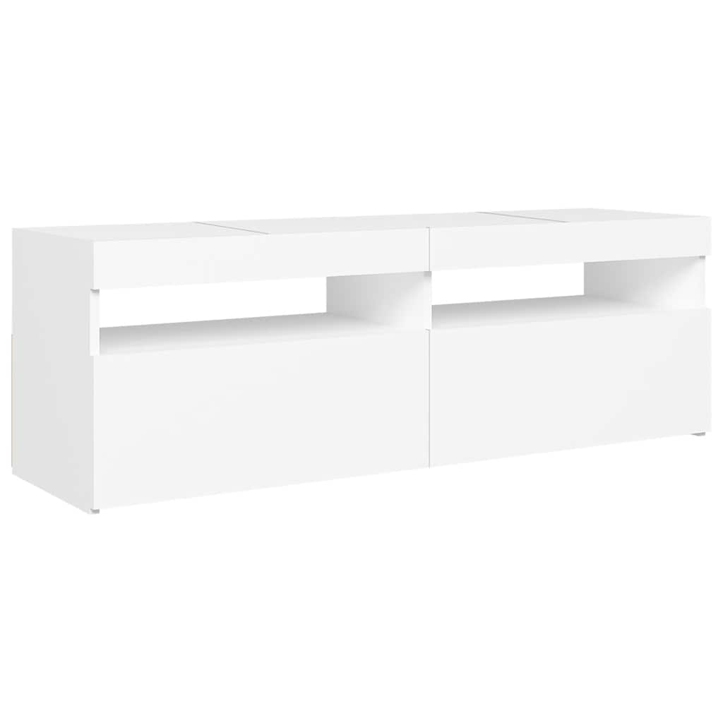 TV ormarić s LED svjetlima bijeli 120x35x40 cm
