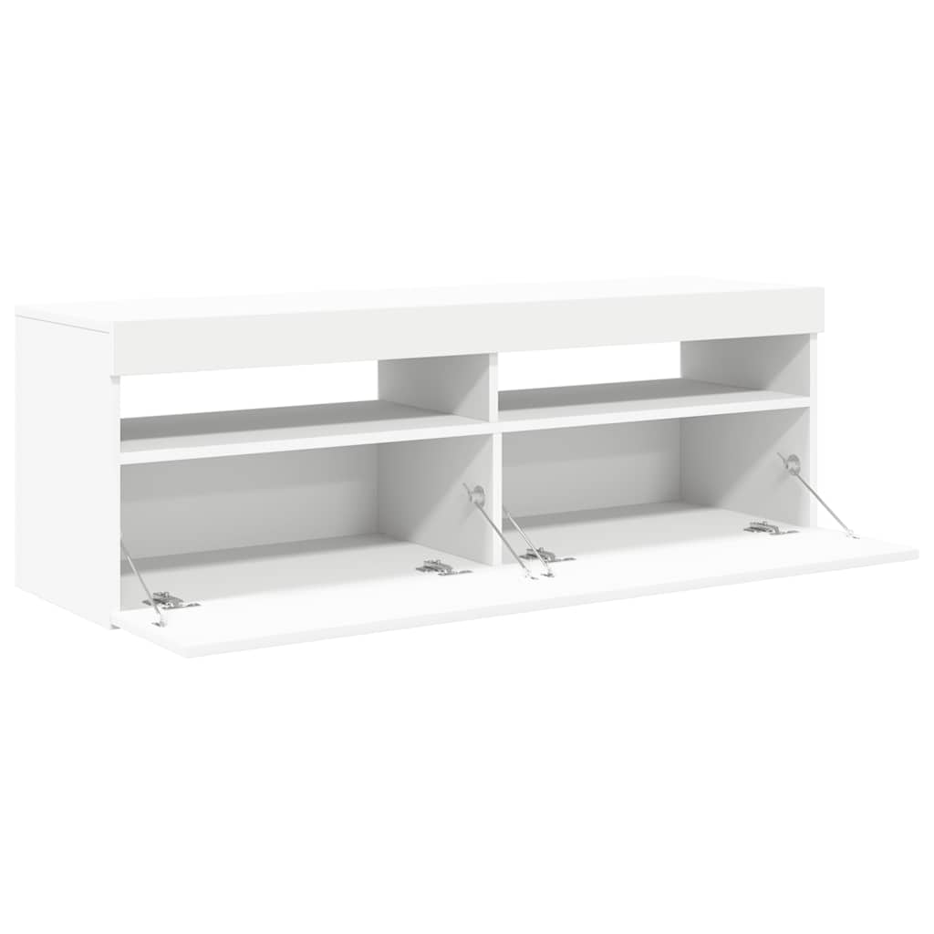 TV ormarić s LED svjetlima bijeli 120x35x40 cm