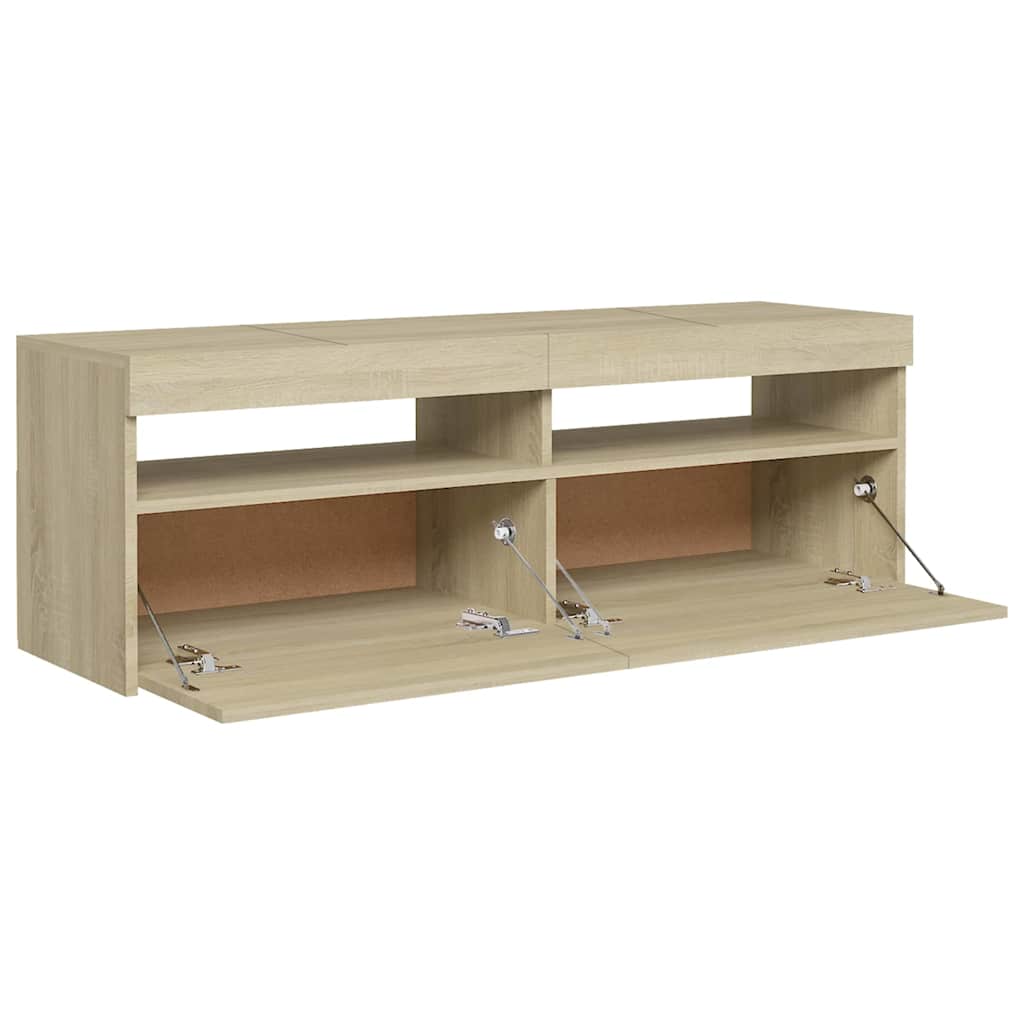 TV ormarić s LED svjetlima boja hrasta sonome 120x35x40 cm