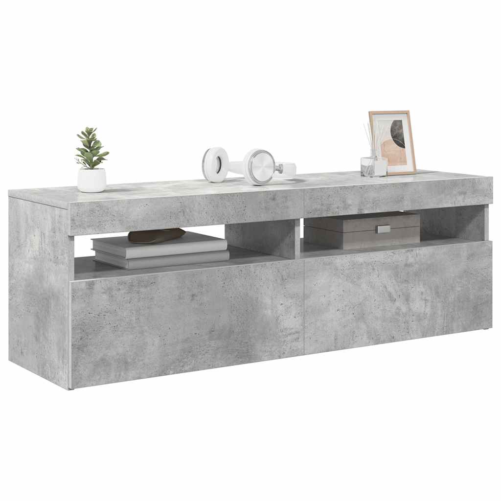 TV ormarić s LED svjetlima siva boja betona 120x35x40 cm