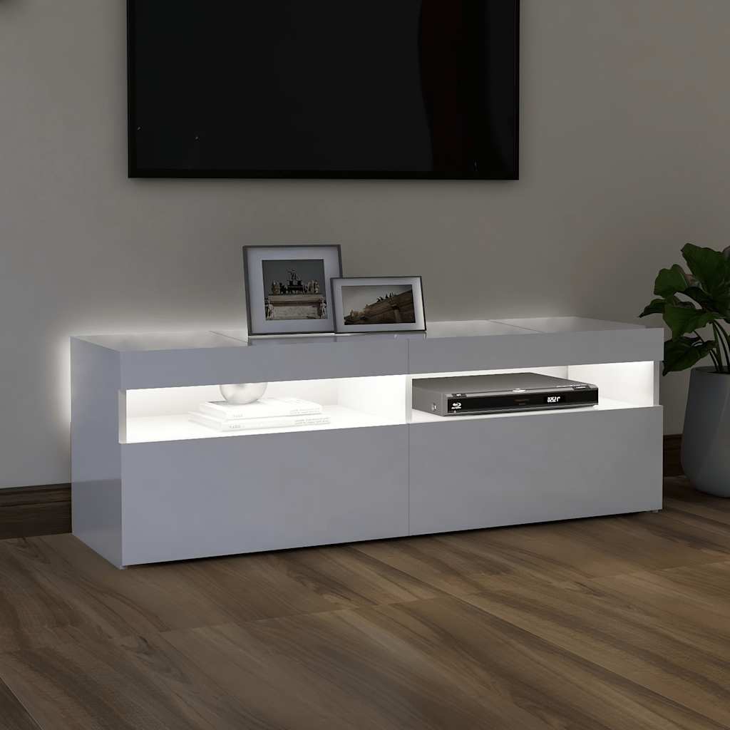 TV ormarić s LED svjetlima visoki sjaj bijeli 120x35x40 cm