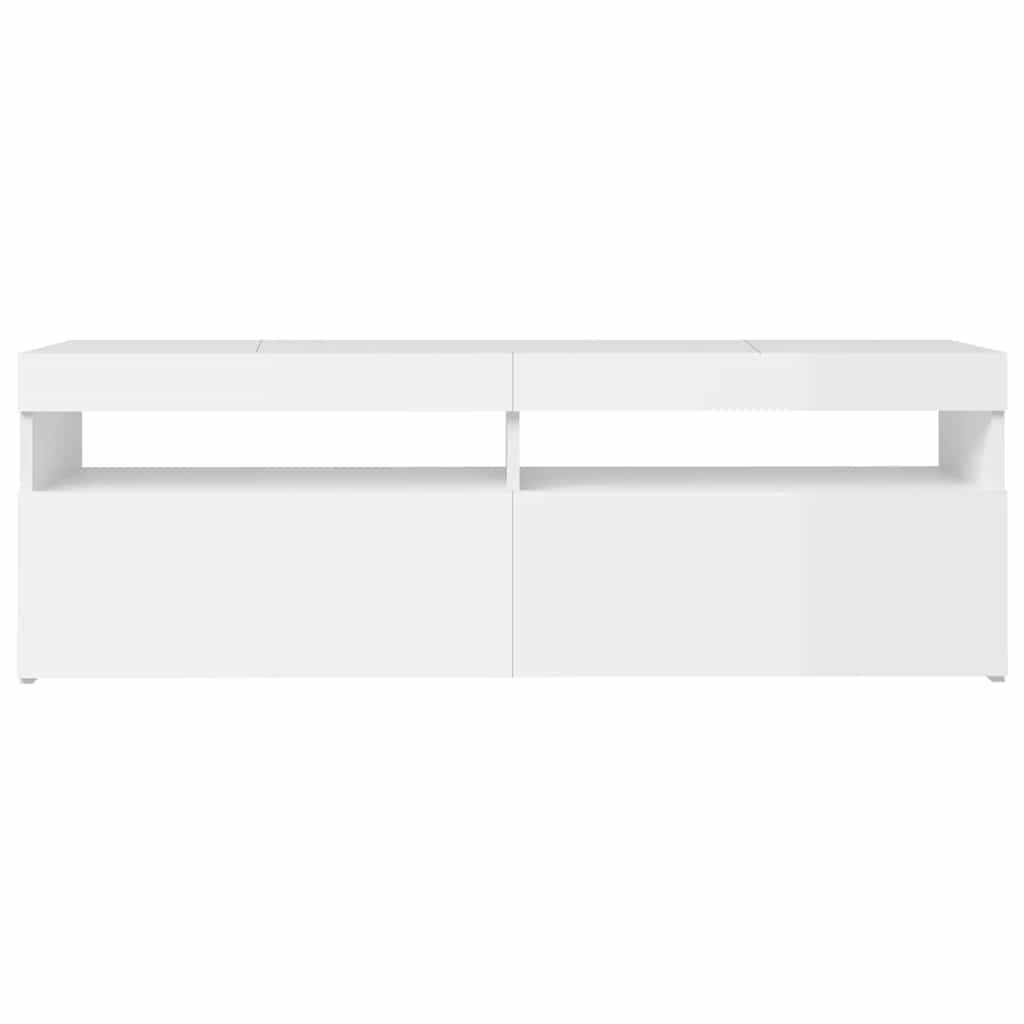 TV ormarić s LED svjetlima visoki sjaj bijeli 120x35x40 cm