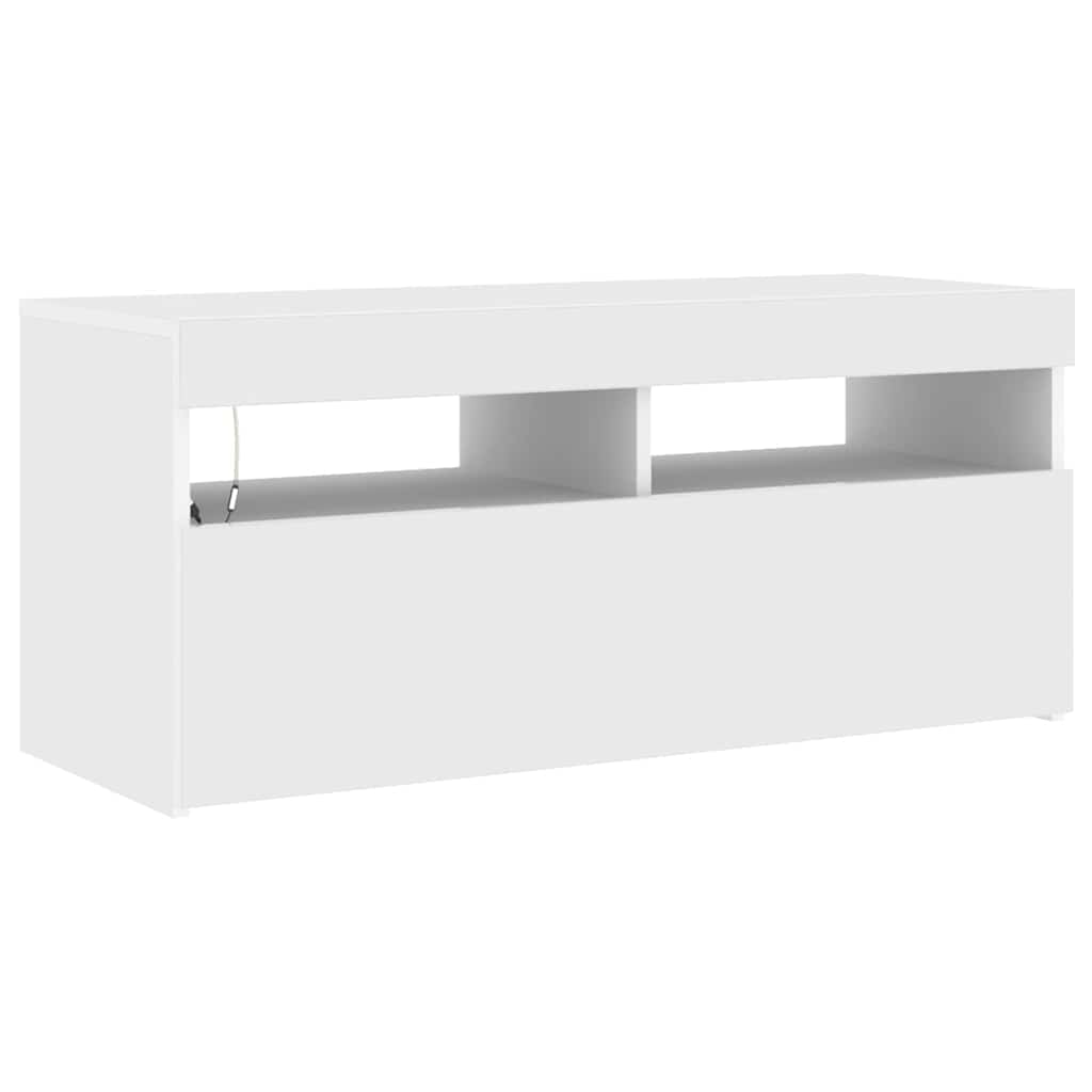 TV ormarić s LED svjetlima bijeli 90x35x40 cm