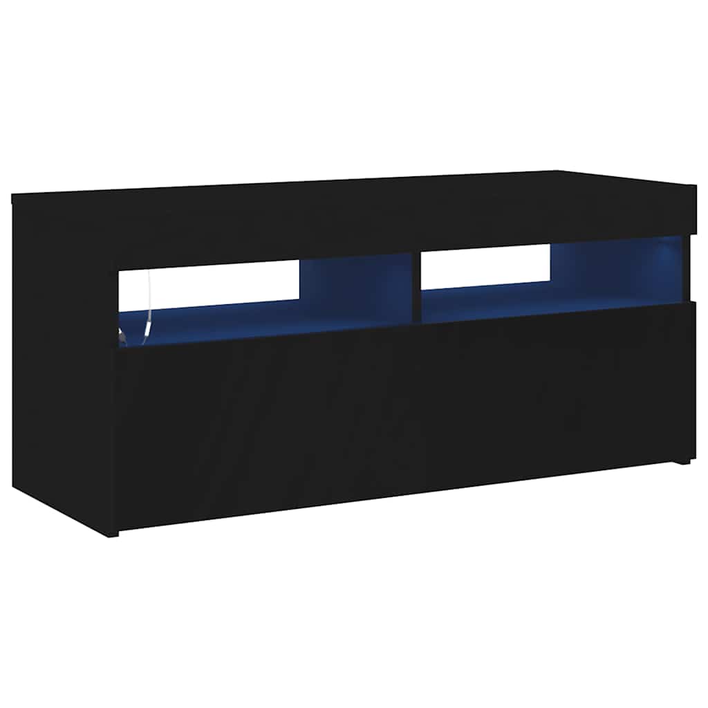 TV ormarić s LED svjetlima crni 90x35x40 cm