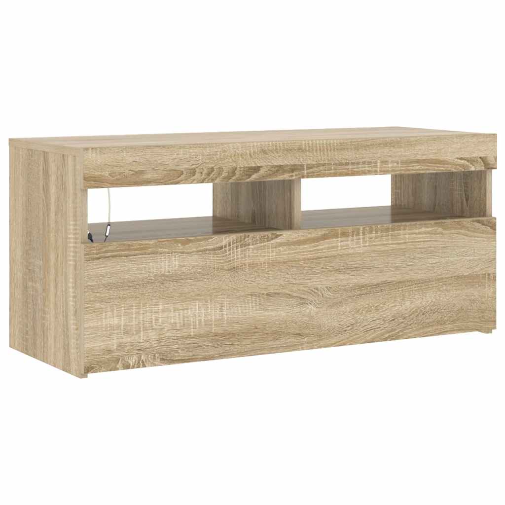 TV ormarić s LED svjetlima boja hrasta sonome 90x35x40 cm