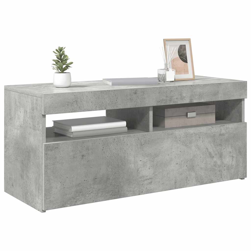 TV ormarić s LED svjetlima siva boja betona 90x35x40 cm