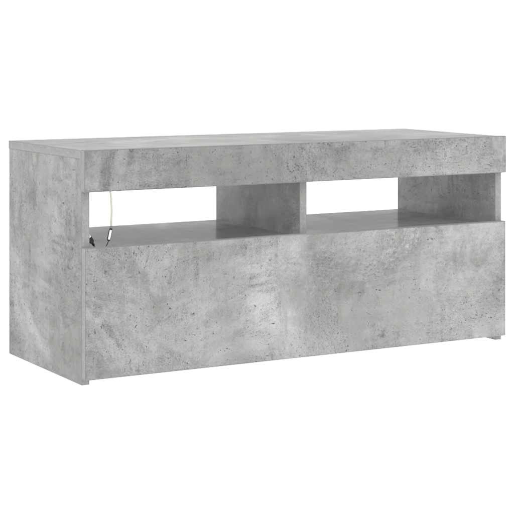 TV ormarić s LED svjetlima siva boja betona 90x35x40 cm