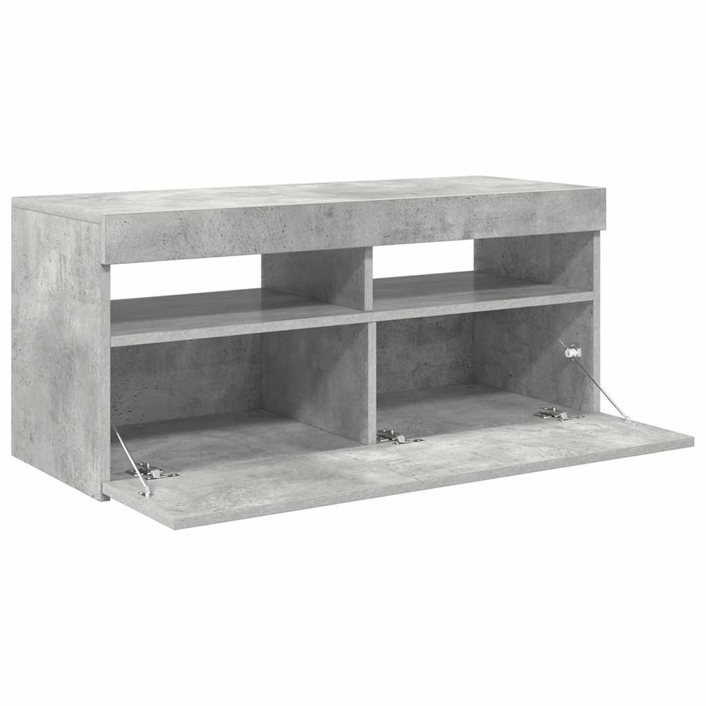 TV ormarić s LED svjetlima siva boja betona 90x35x40 cm