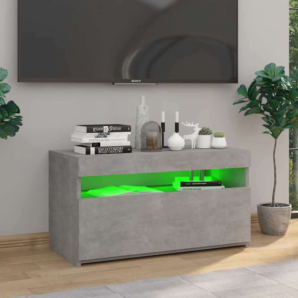 TV ormarić s LED svjetlima siva boja betona 75 x 35 x 40 cm