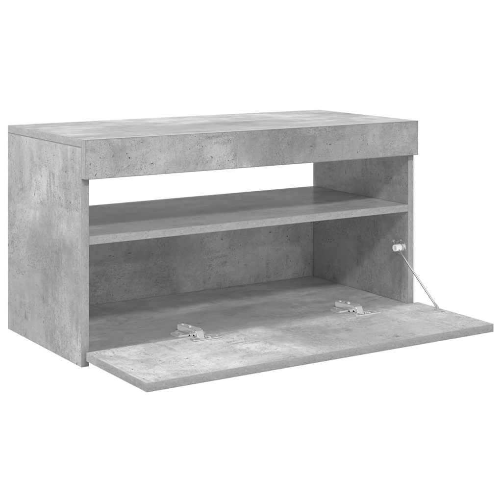 TV ormarić s LED svjetlima siva boja betona 75 x 35 x 40 cm