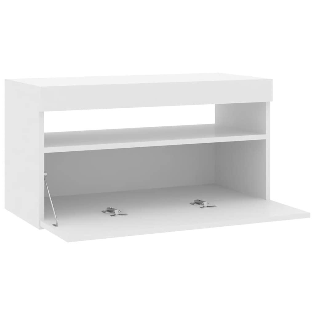 TV ormarić s LED svjetlima visoki sjaj bijeli 75 x 35 x 40 cm