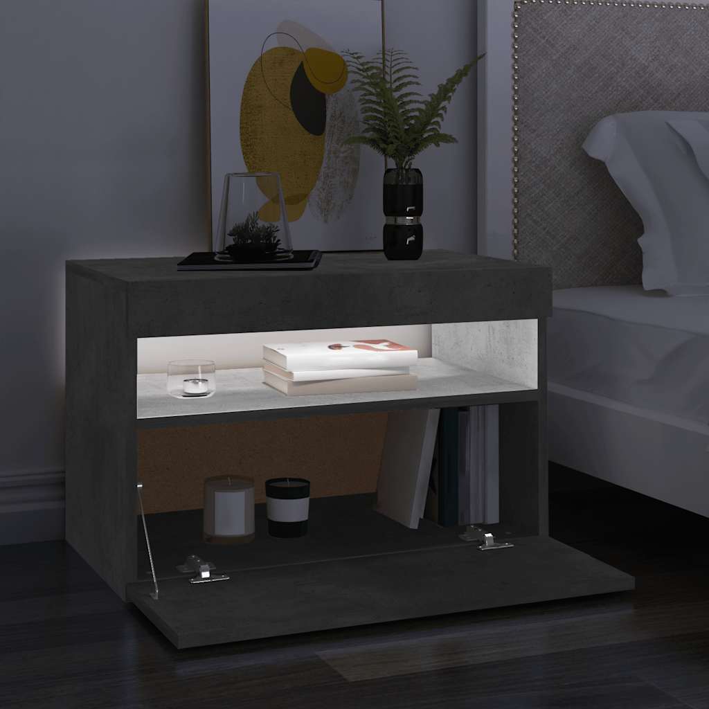 TV ormarić s LED svjetlima siva boja betona 60x35x40 cm