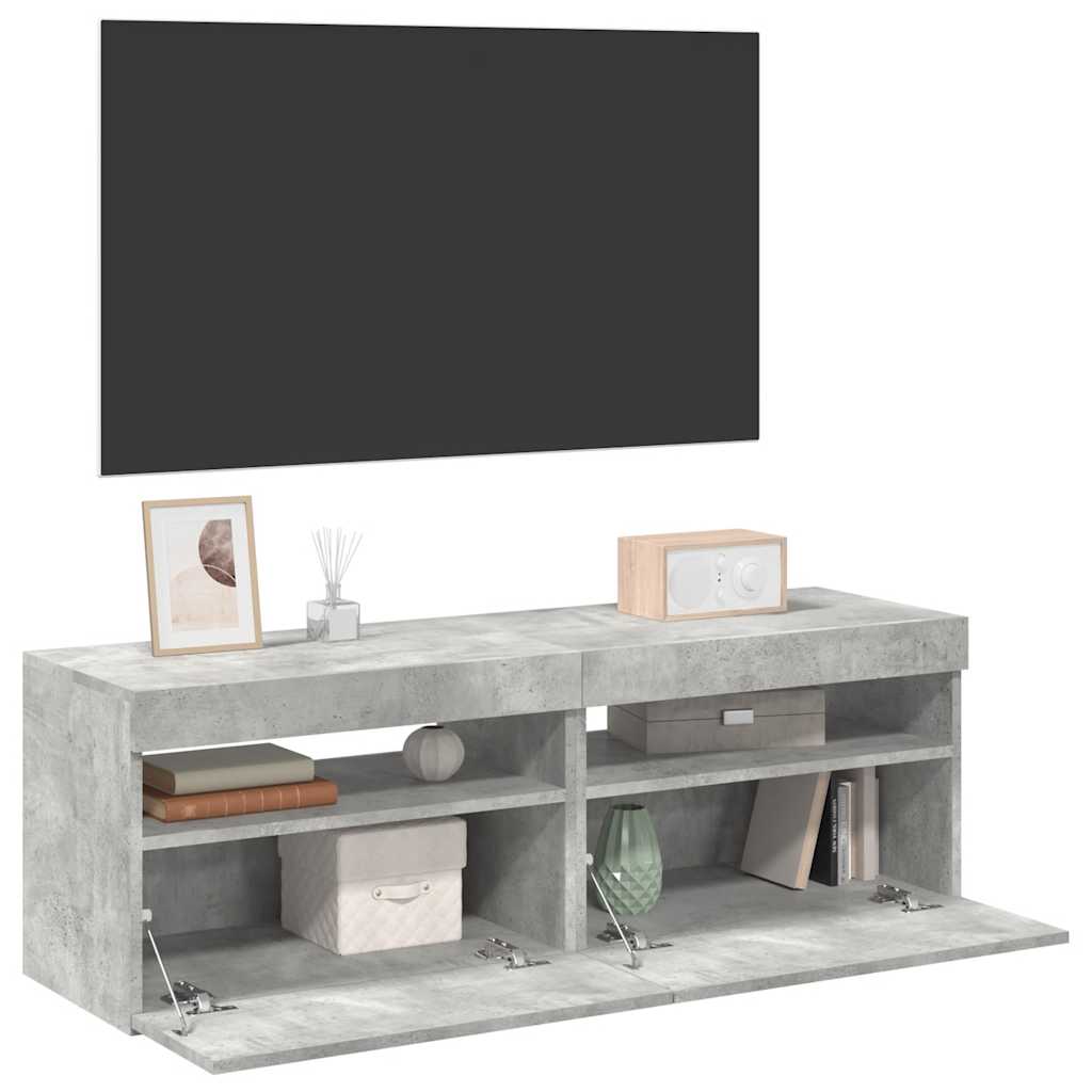 TV ormarići s LED svjetlima 2 kom siva boja betona 60x35x40 cm