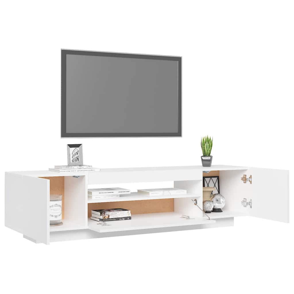 TV ormarić s LED svjetlima bijeli 160 x 35 x 40 cm