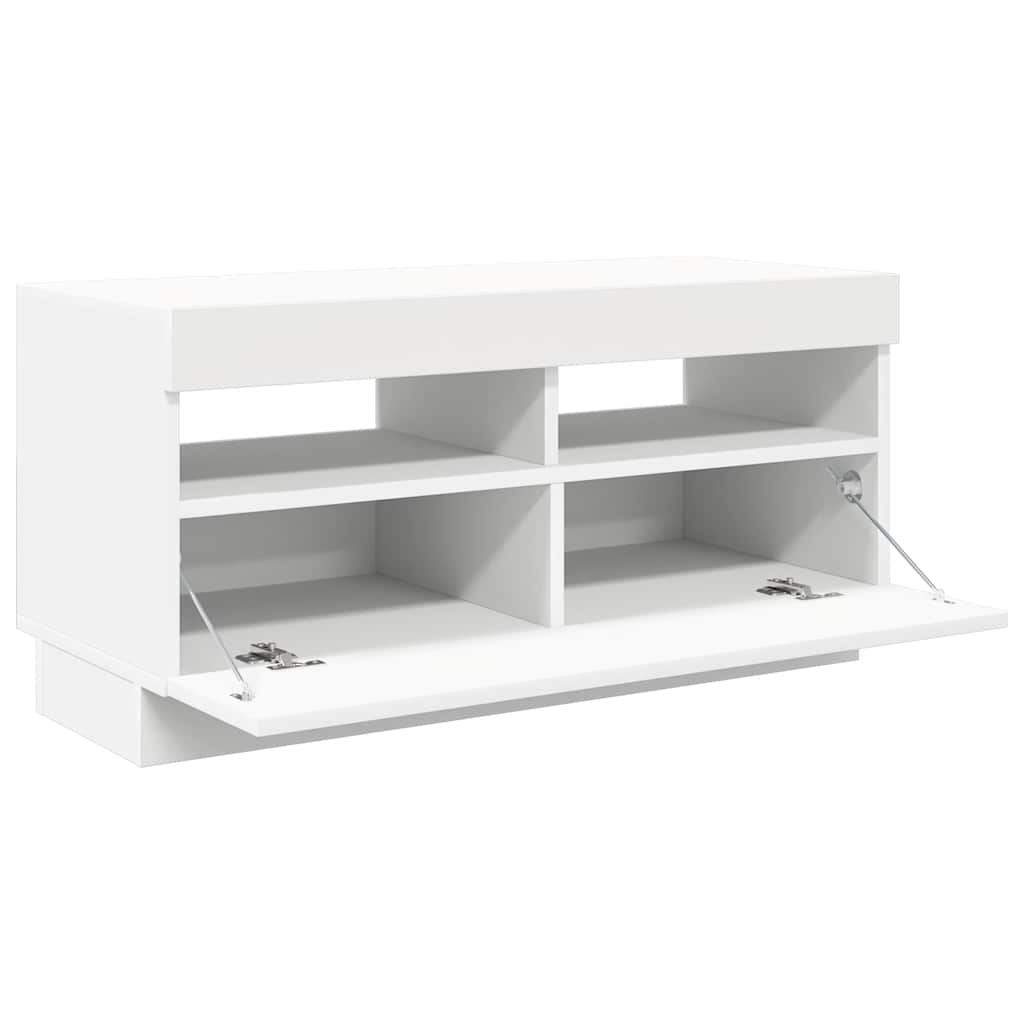TV ormarić s LED svjetlima bijeli 80 x 35 x 40 cm