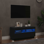 TV ormarić s LED svjetlima crni 80x35x40 cm