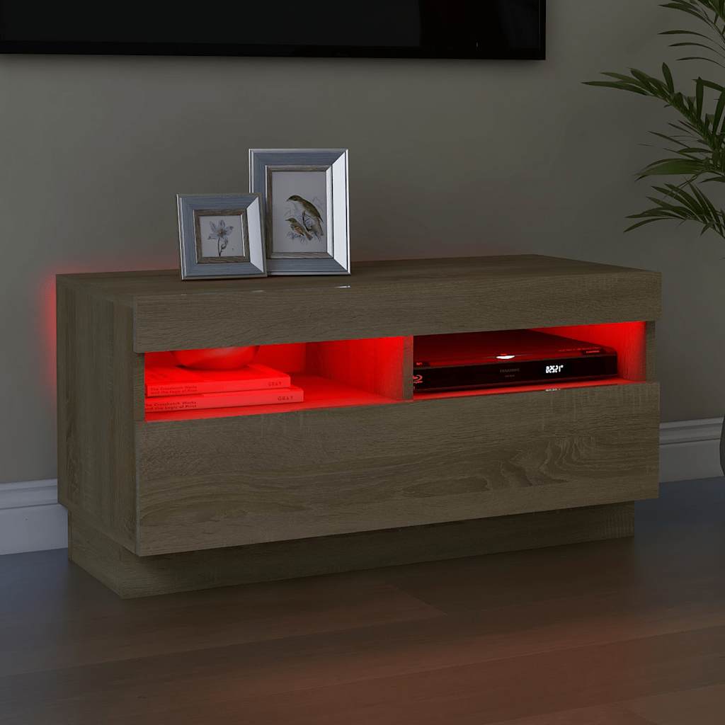TV ormarić s LED svjetlima boja hrasta sonome 80x35x40 cm