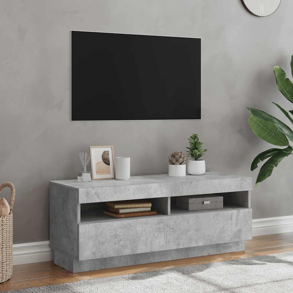 TV ormarić s LED svjetlima siva boja betona 100 x 35 x 40 cm