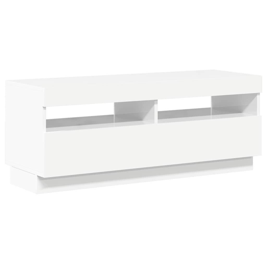 TV ormarić s LED svjetlima visoki sjaj bijeli 100 x 35 x 40 cm