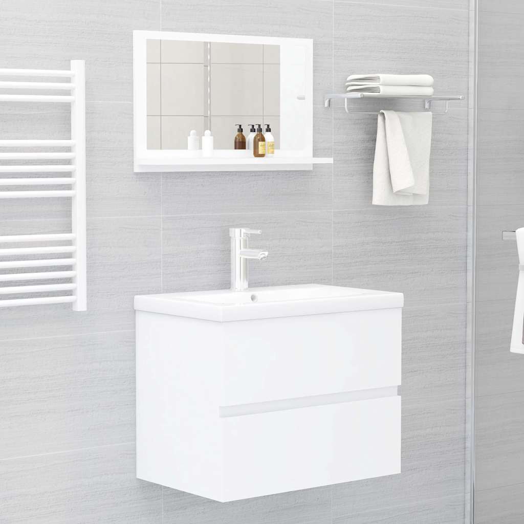 Kupaonsko ogledalo bijelo 60 x 10,5 x 37 cm konstruirano drvo