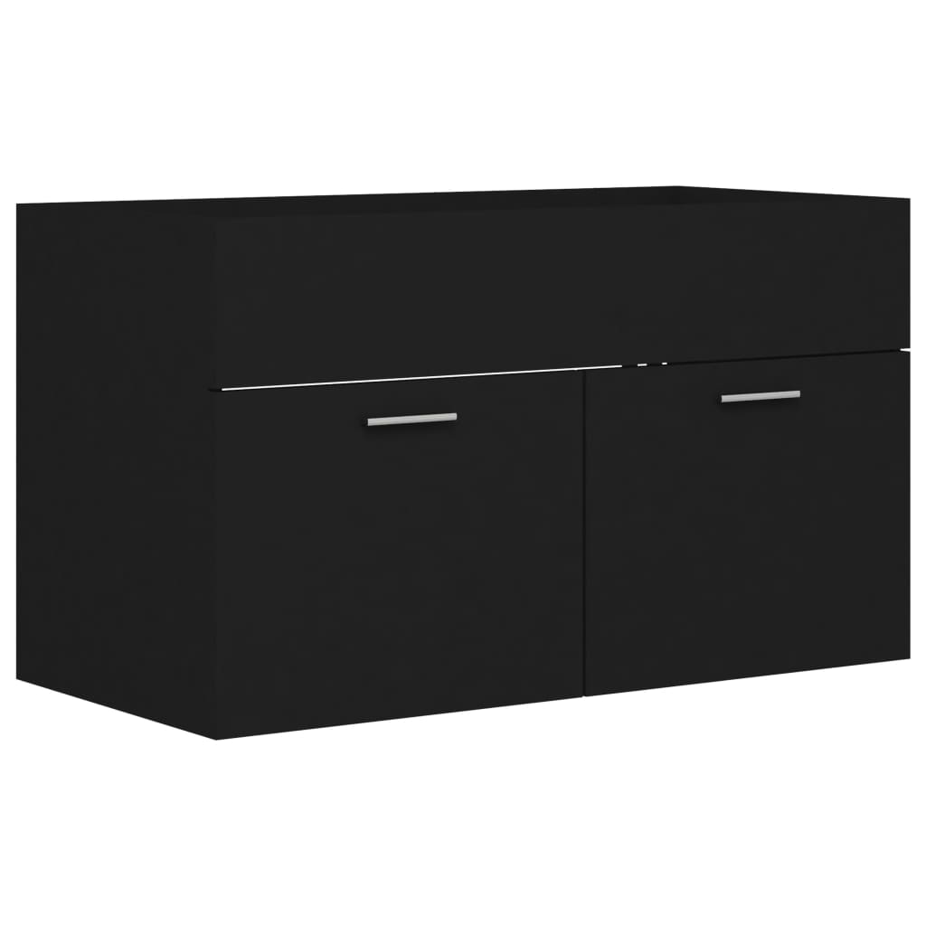 Ormarić za umivaonik crni 80 x 38,5 x 46 cm konstruirano drvo