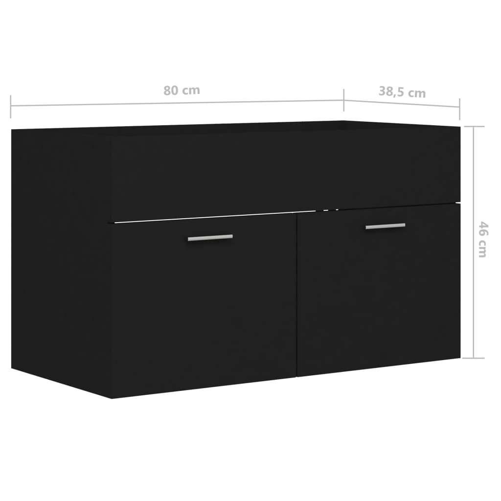 Ormarić za umivaonik crni 80 x 38,5 x 46 cm konstruirano drvo