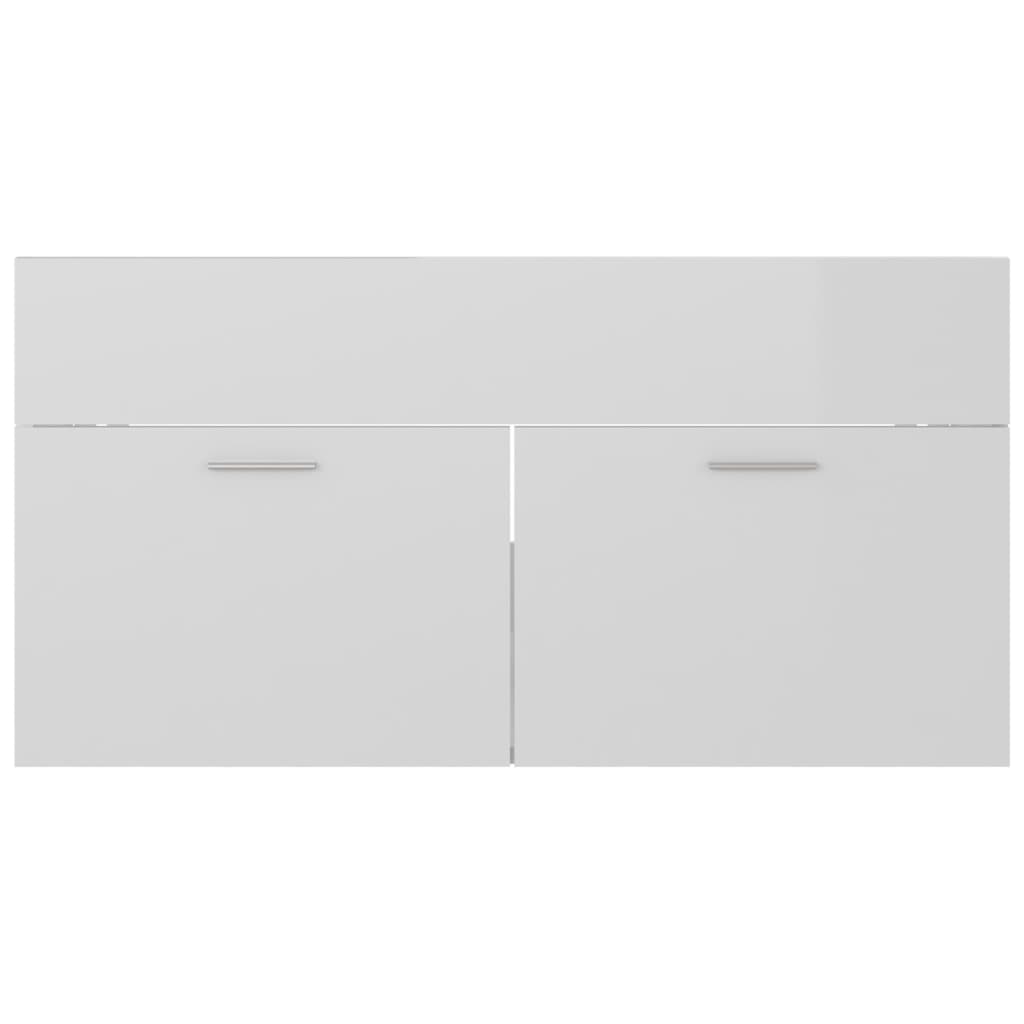 Ormarić za umivaonik visoki sjaj bijeli 90x38,5x46 cm drveni