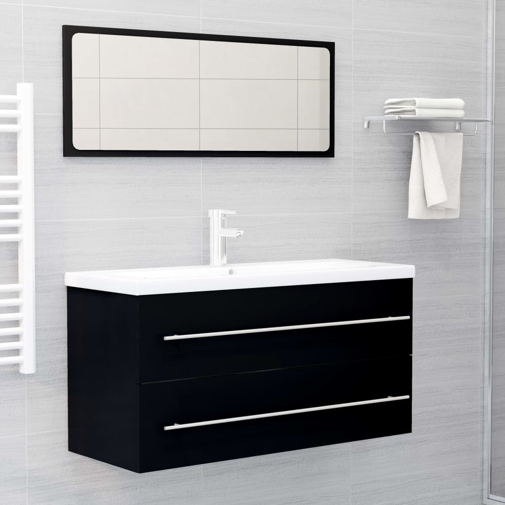 Ormarić za umivaonik crni 100 x 38,5 x 48 cm konstruirano drvo
