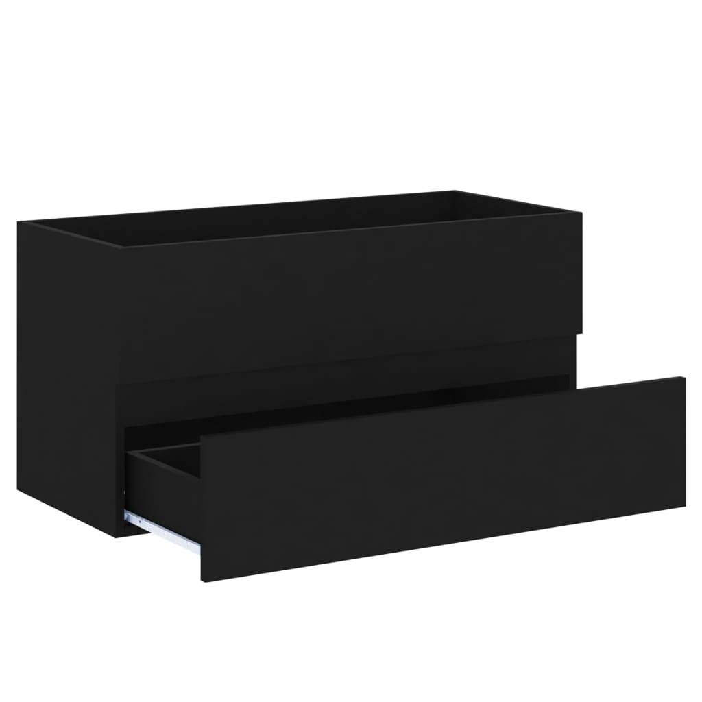 Ormarić za umivaonik crni 90 x 38,5 x 45 cm konstruirano drvo