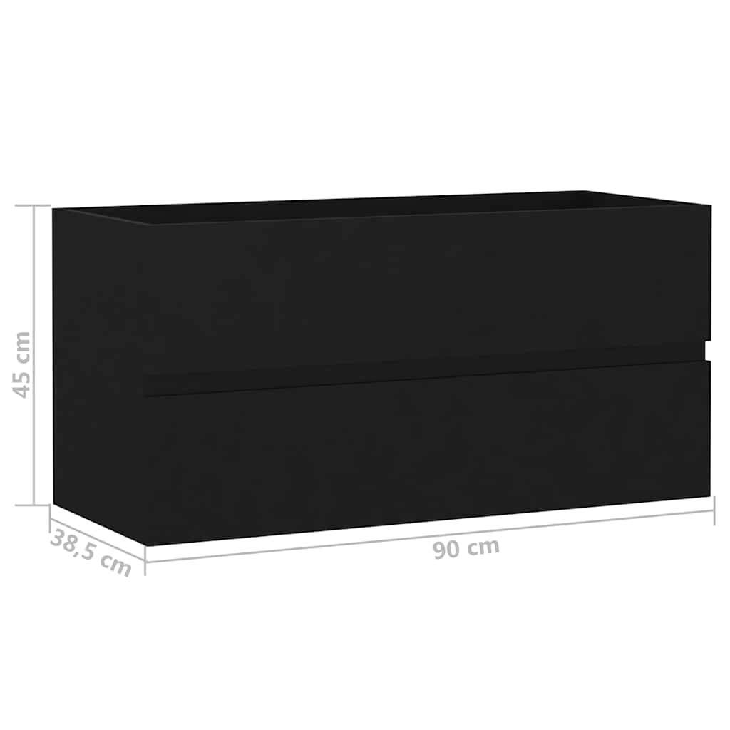 Ormarić za umivaonik crni 90 x 38,5 x 45 cm konstruirano drvo