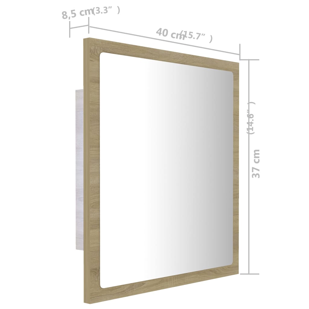 LED kupaonsko ogledalo boja hrasta sonome 40x8,5x37 cm akrilno