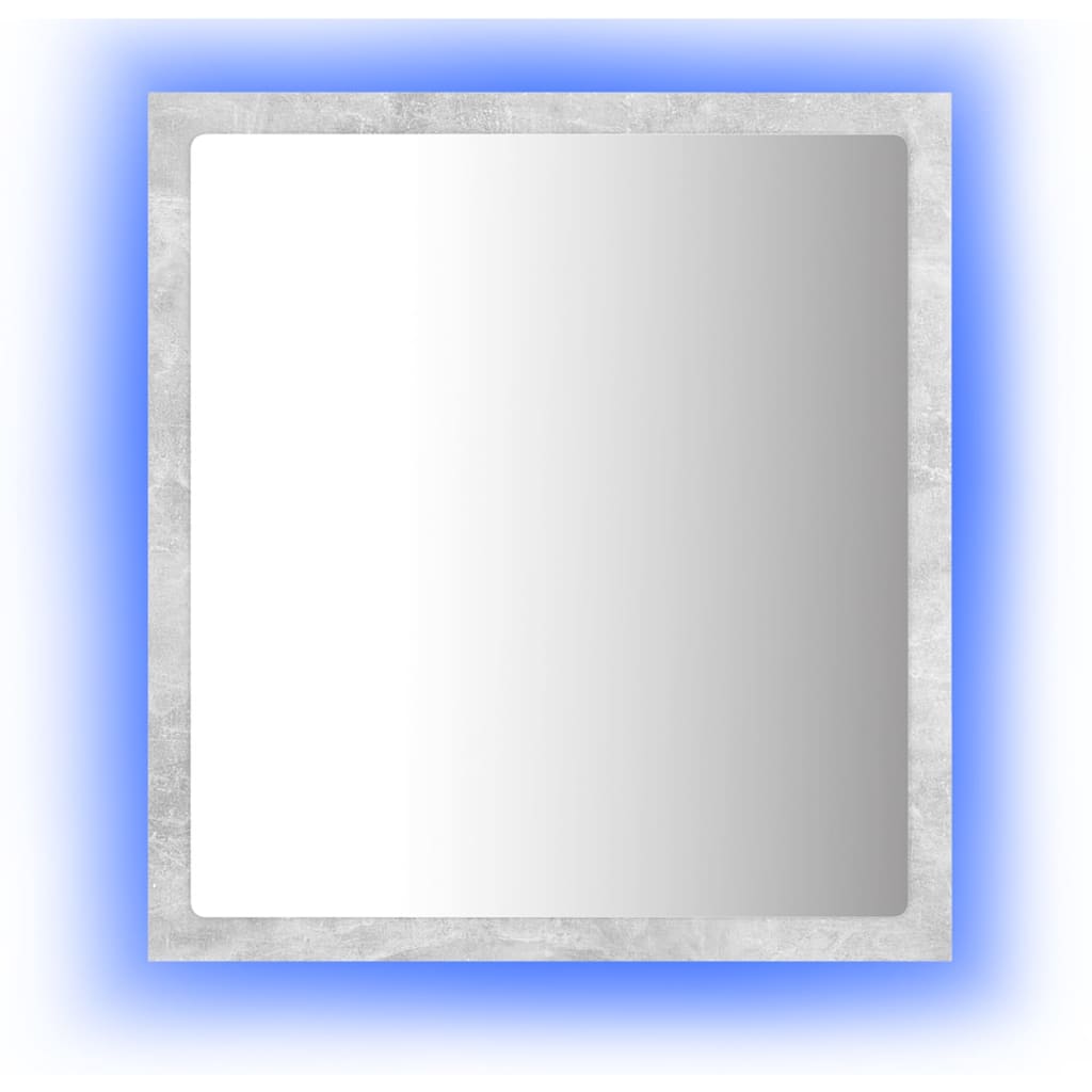 LED kupaonsko ogledalo siva boja betona 40x8,5x37 cm akrilno