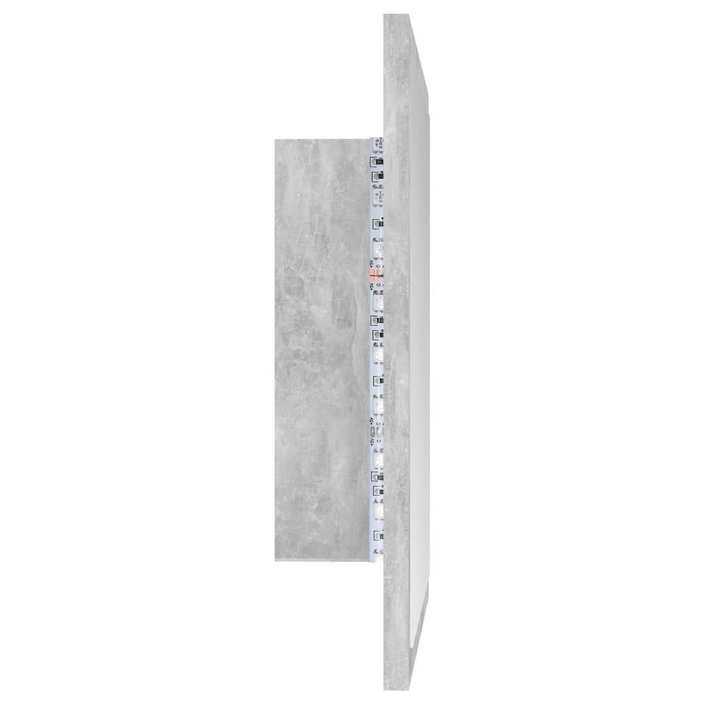 LED kupaonsko ogledalo siva boja betona 40x8,5x37 cm akrilno