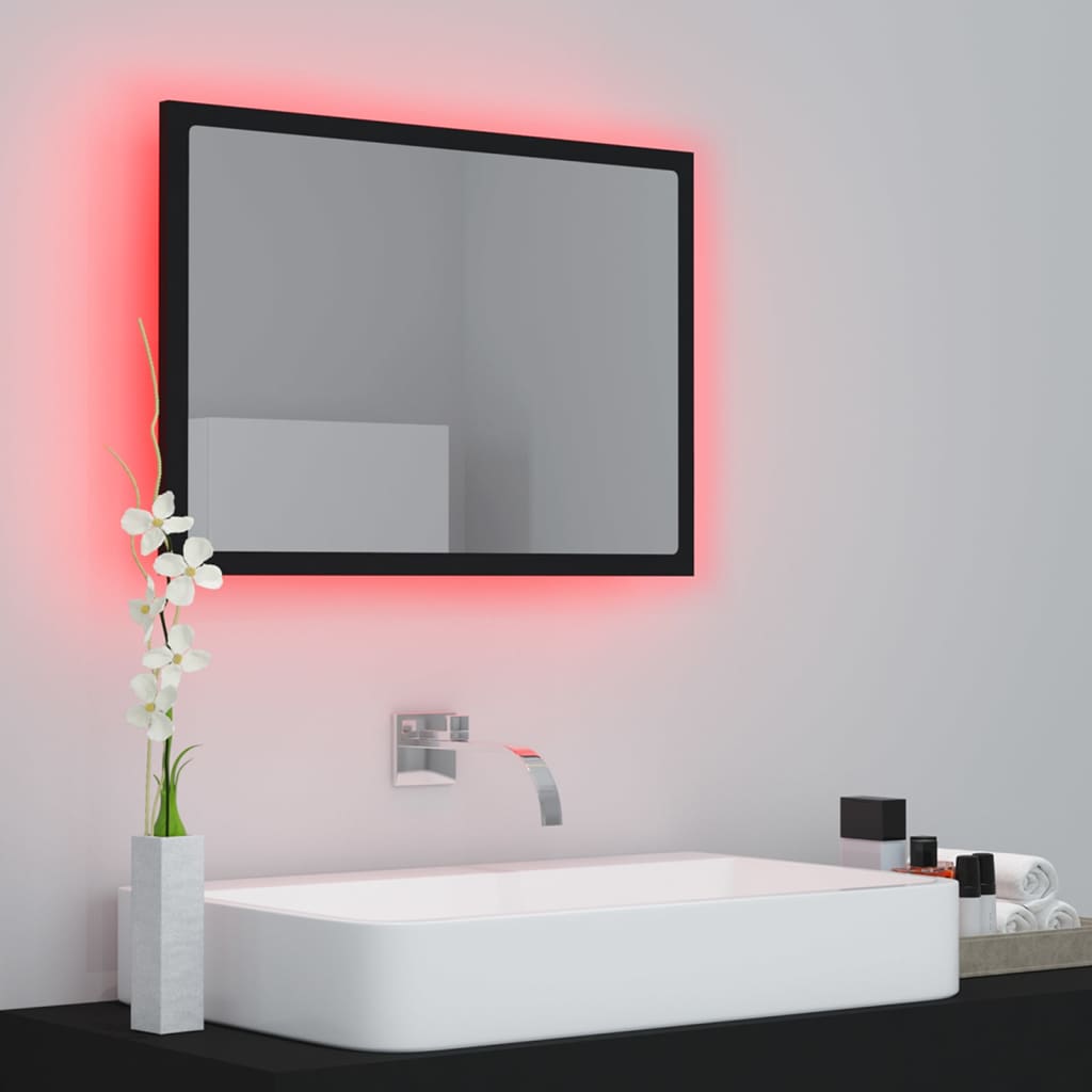 LED kupaonsko ogledalo crno 60x8,5x37 cm akrilno
