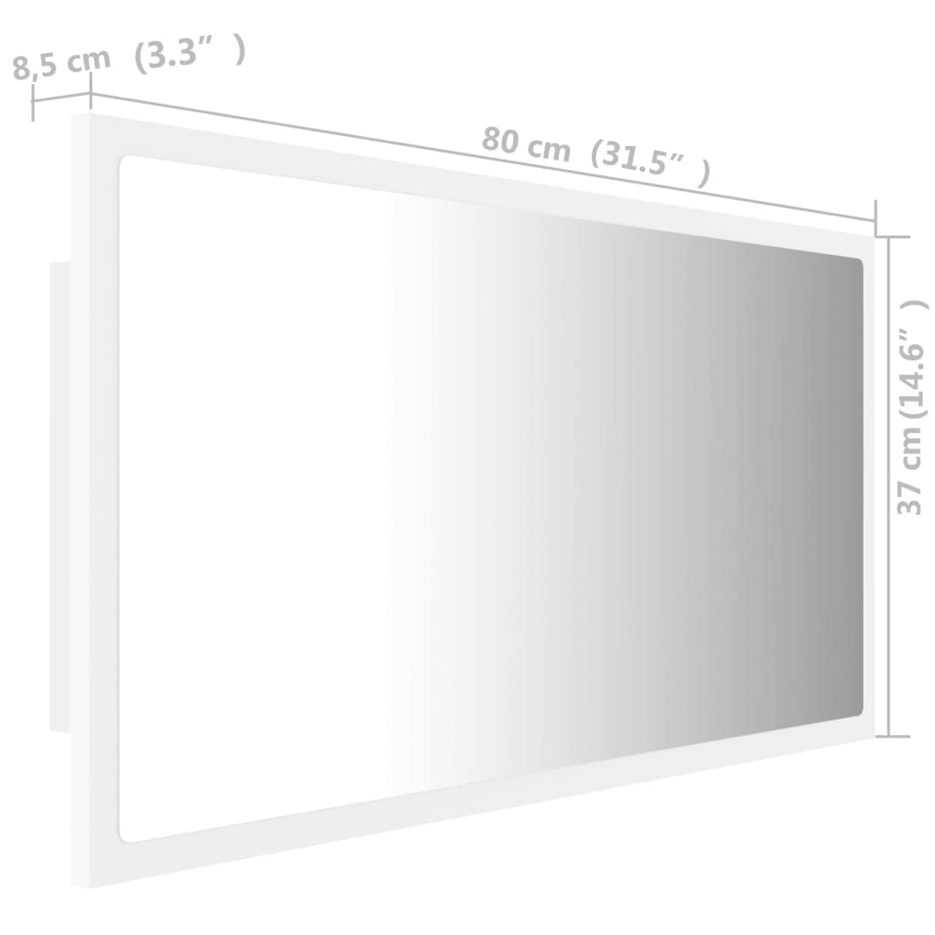 LED kupaonsko ogledalo bijelo 80 x 8,5 x 37 cm akrilno
