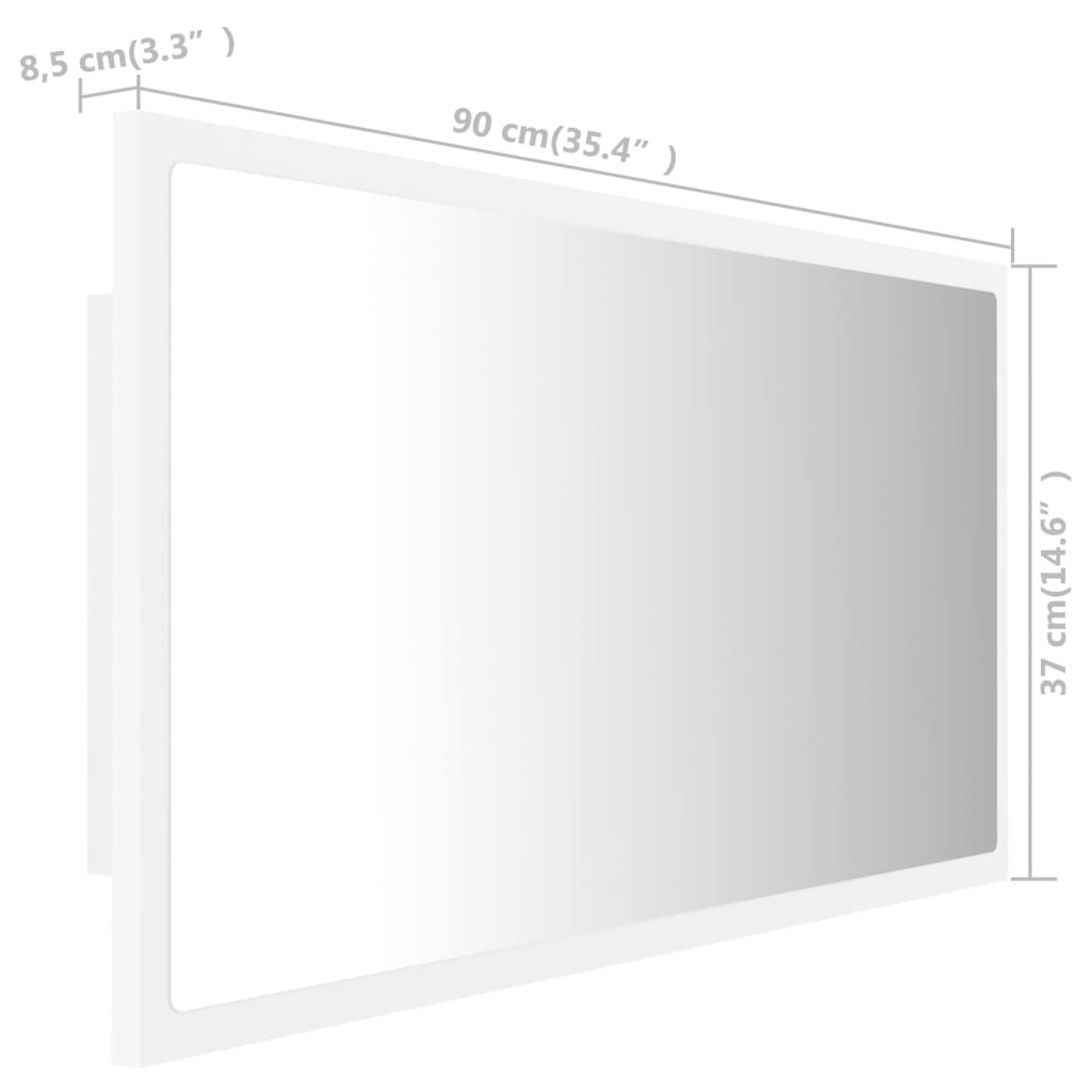 LED kupaonsko ogledalo bijelo 90 x 8,5 x 37 cm akrilno
