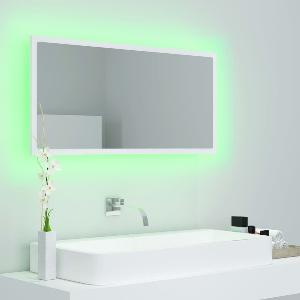 LED kupaonsko ogledalo bijelo 90 x 8,5 x 37 cm akrilno