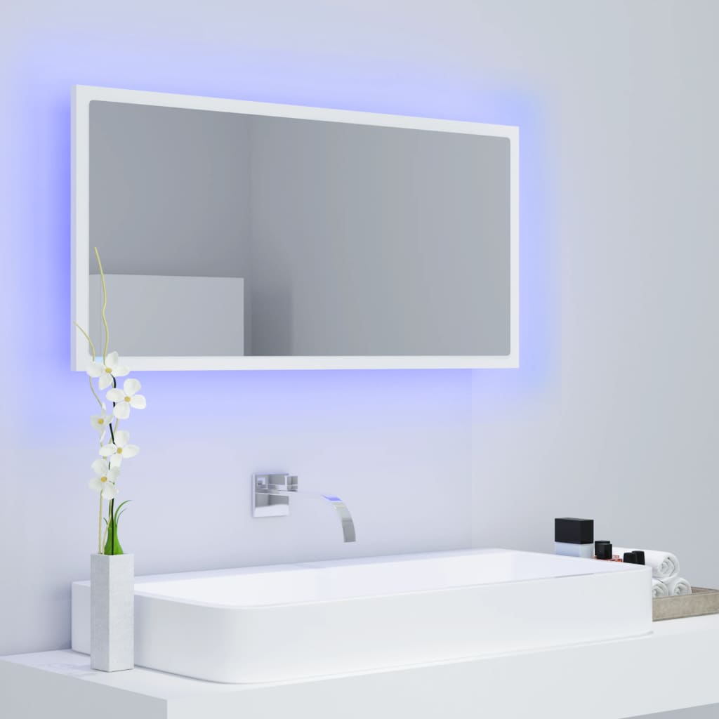 LED kupaonsko ogledalo bijelo 90 x 8,5 x 37 cm akrilno