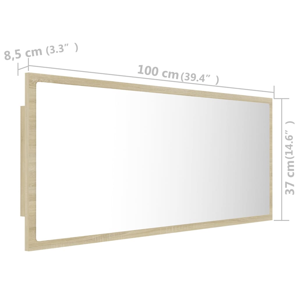 LED kupaonsko ogledalo boja hrasta sonome 100x8,5x37 cm akrilno