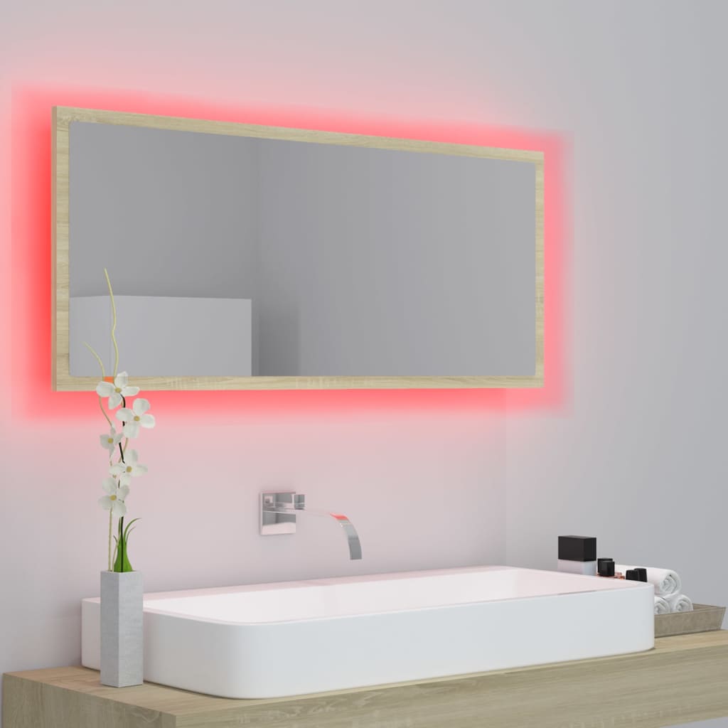LED kupaonsko ogledalo boja hrasta sonome 100x8,5x37 cm akrilno