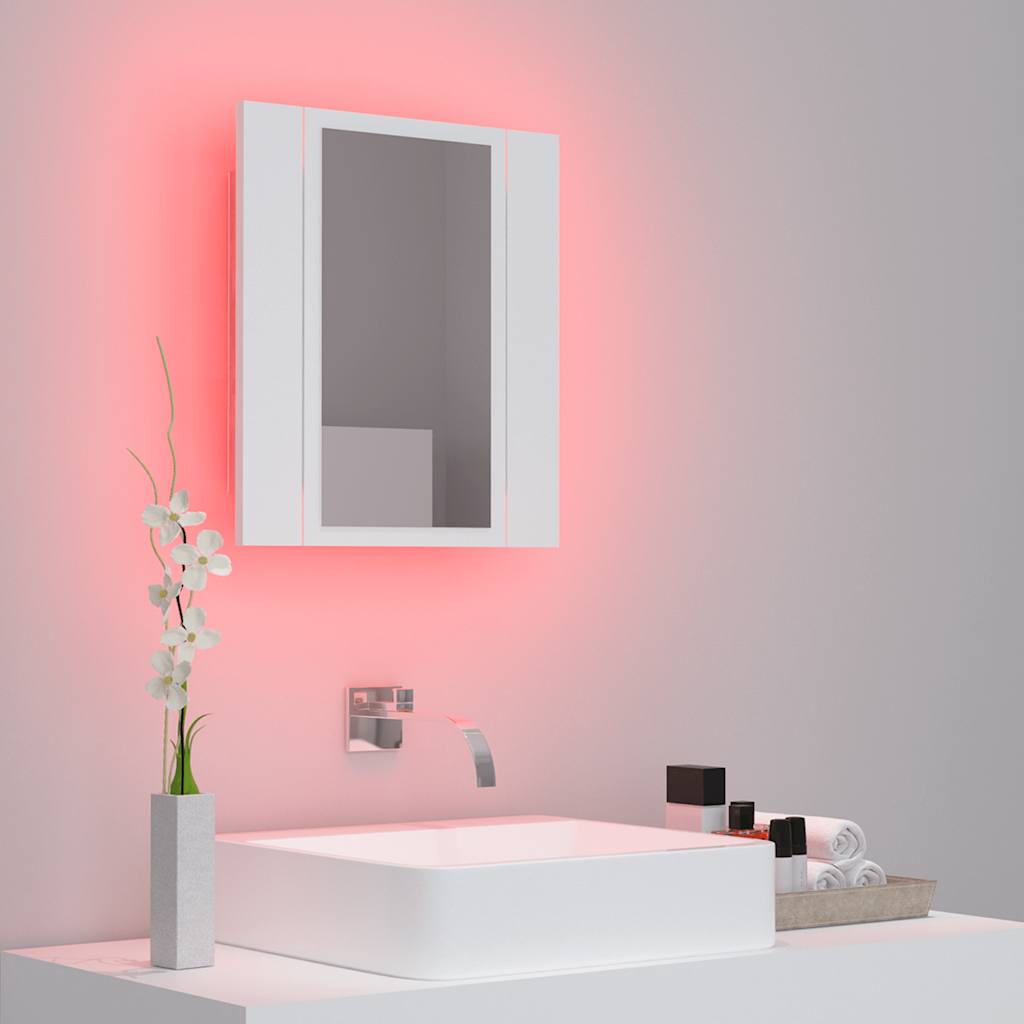 LED kupaonski ormarić s ogledalom bijeli 40x12x45 cm akrilni